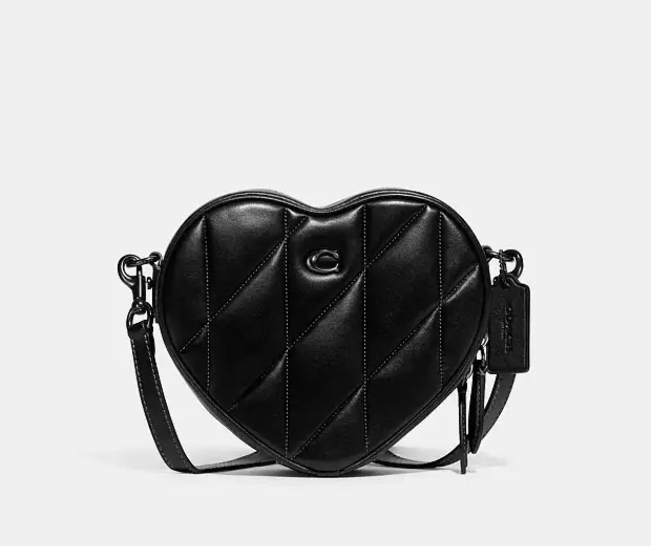Coach Heart Crossbody Leather Bag With Quilting In Black