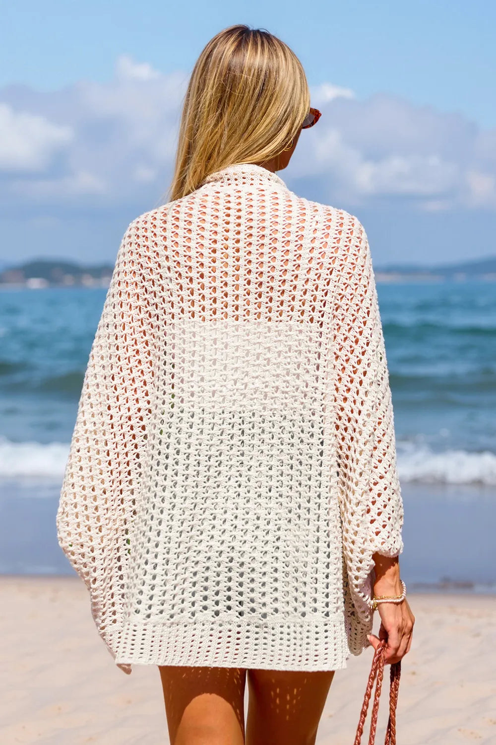 Sandy Beach Open Front Crocheted Cover-Up