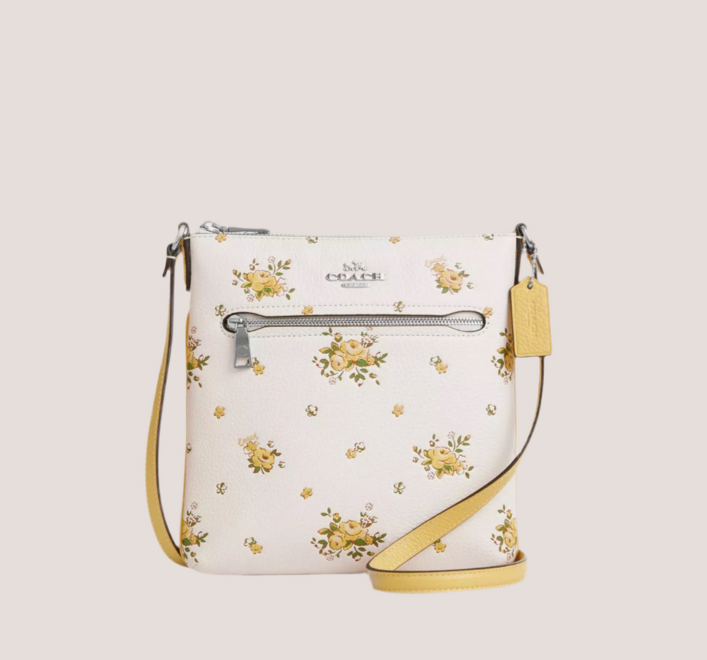 Coach Mini Rowan Leather File Bag With Floral Print
