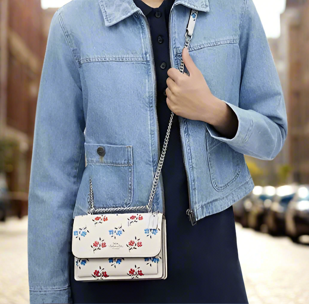 Coach Leather Mini Klare Crossbody Bag With Floral Print