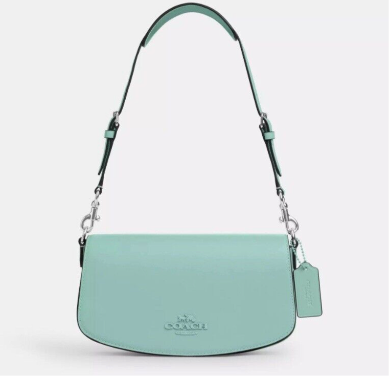 Coach Leather Medium Andrea Shoulder Bag In Faded Blue