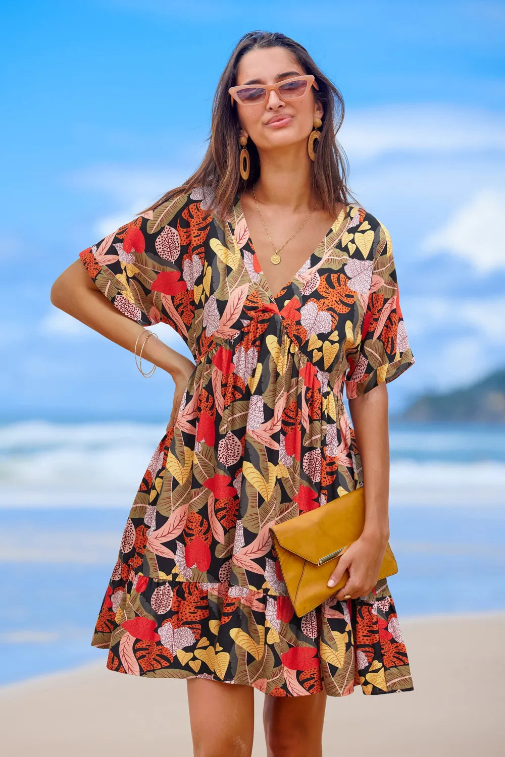 Soft Tropics Short Sleeve Mini Dress