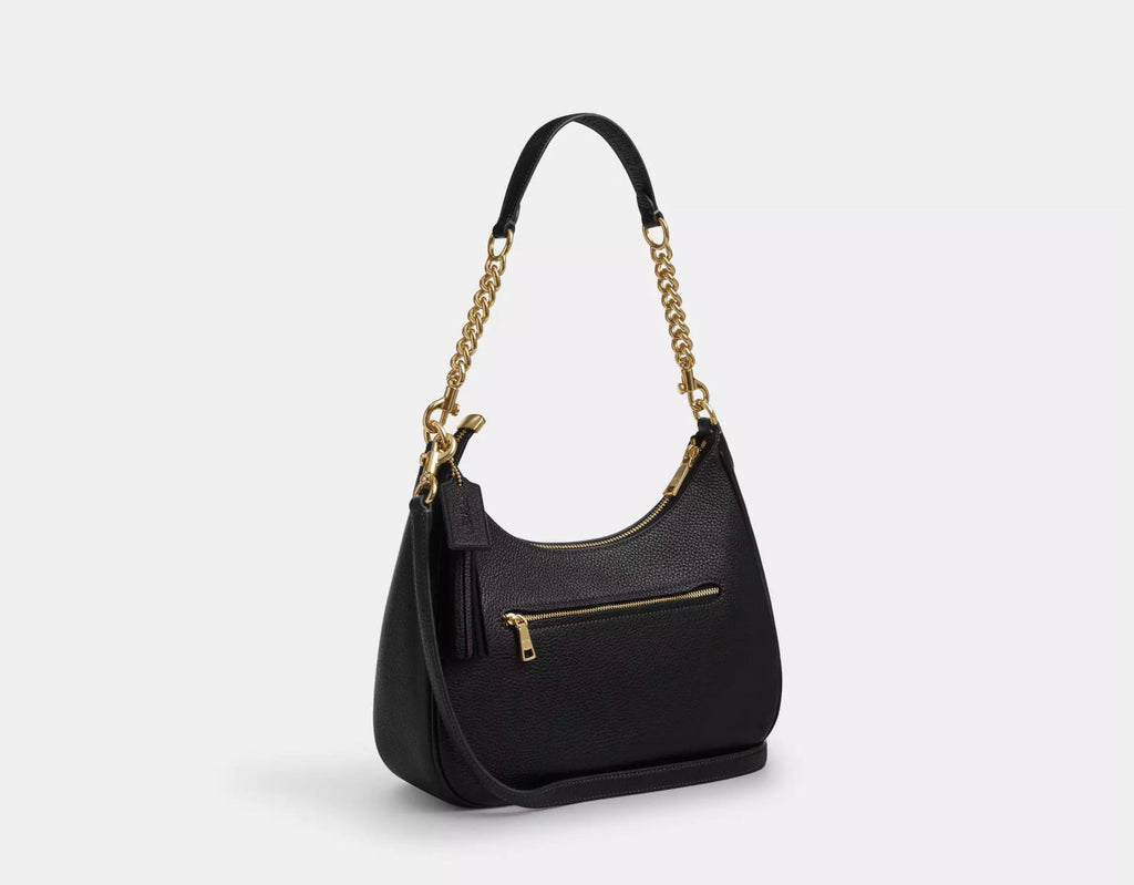 Coach Leather Teri Hobo Bag With Rivets In Gold/Black