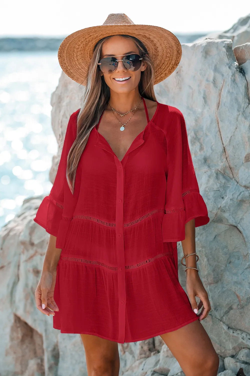 Twilight Tide Navy Cover-Up Mini Dress
