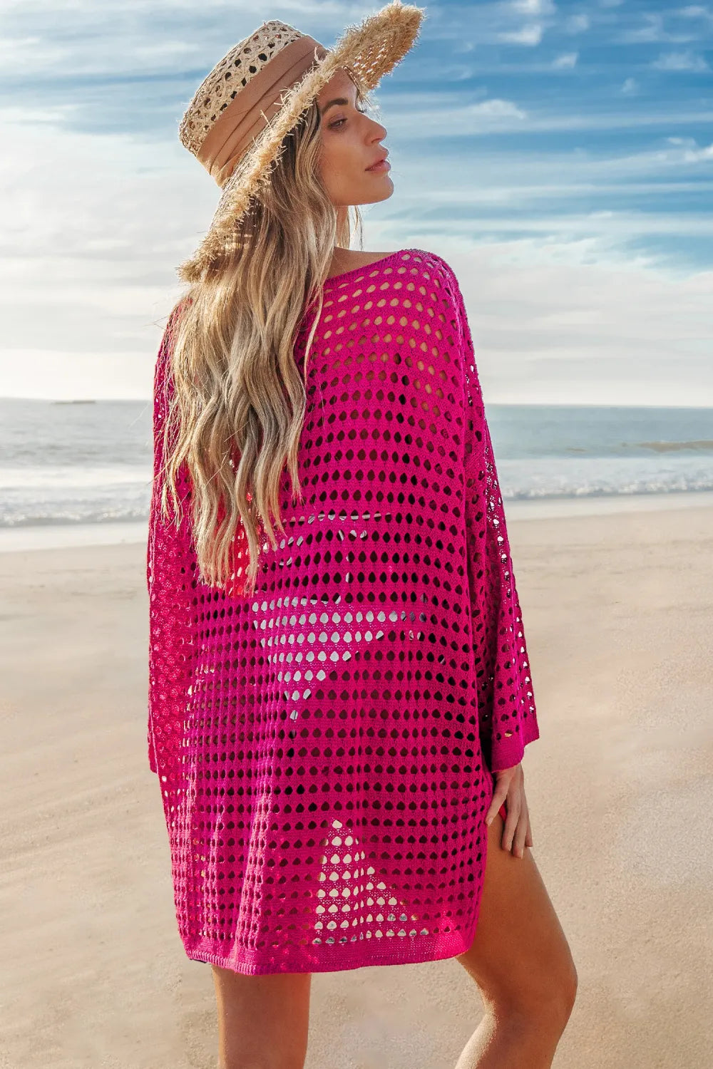 Oversized Boat Neck Cut-Out Cover-Up