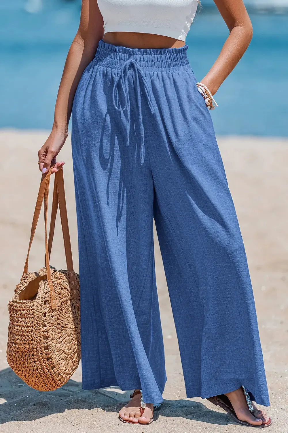 Sky Stroll Blue Wide-Leg Pants