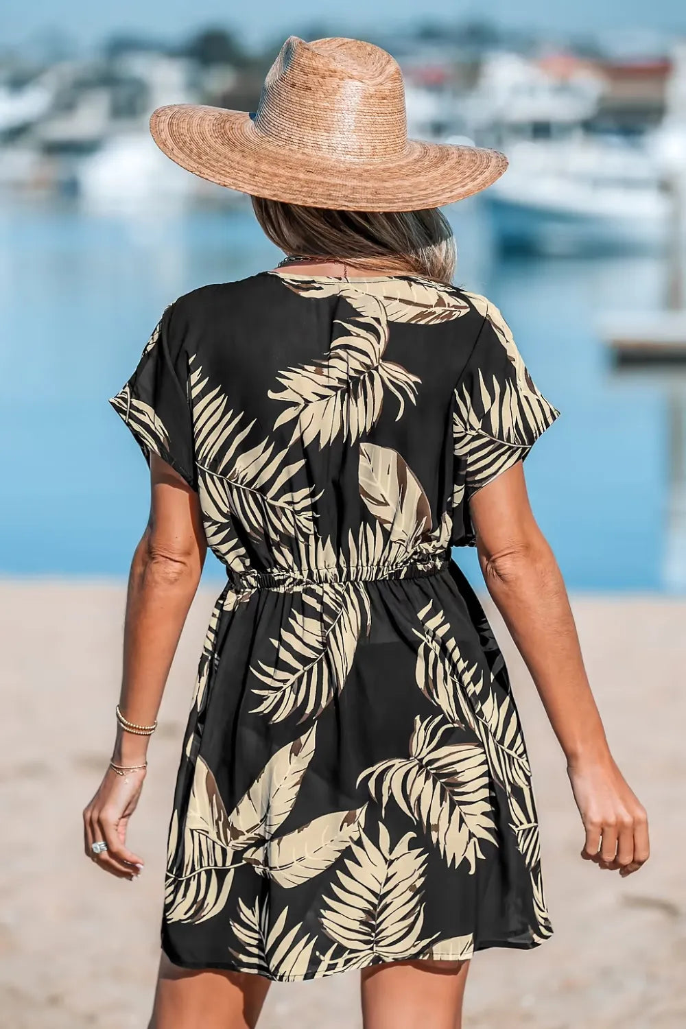Green & Orange Tropical Plunging Mini Cover-Up