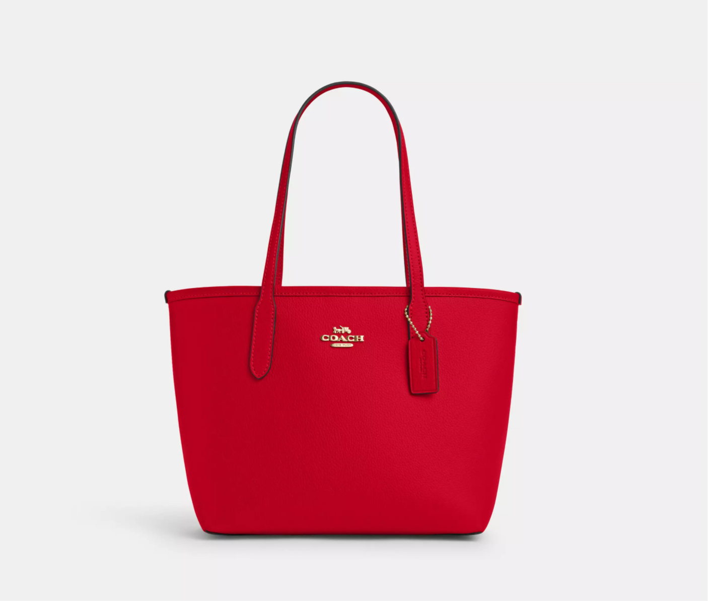Coach Leather Small City Tote Bag In Red