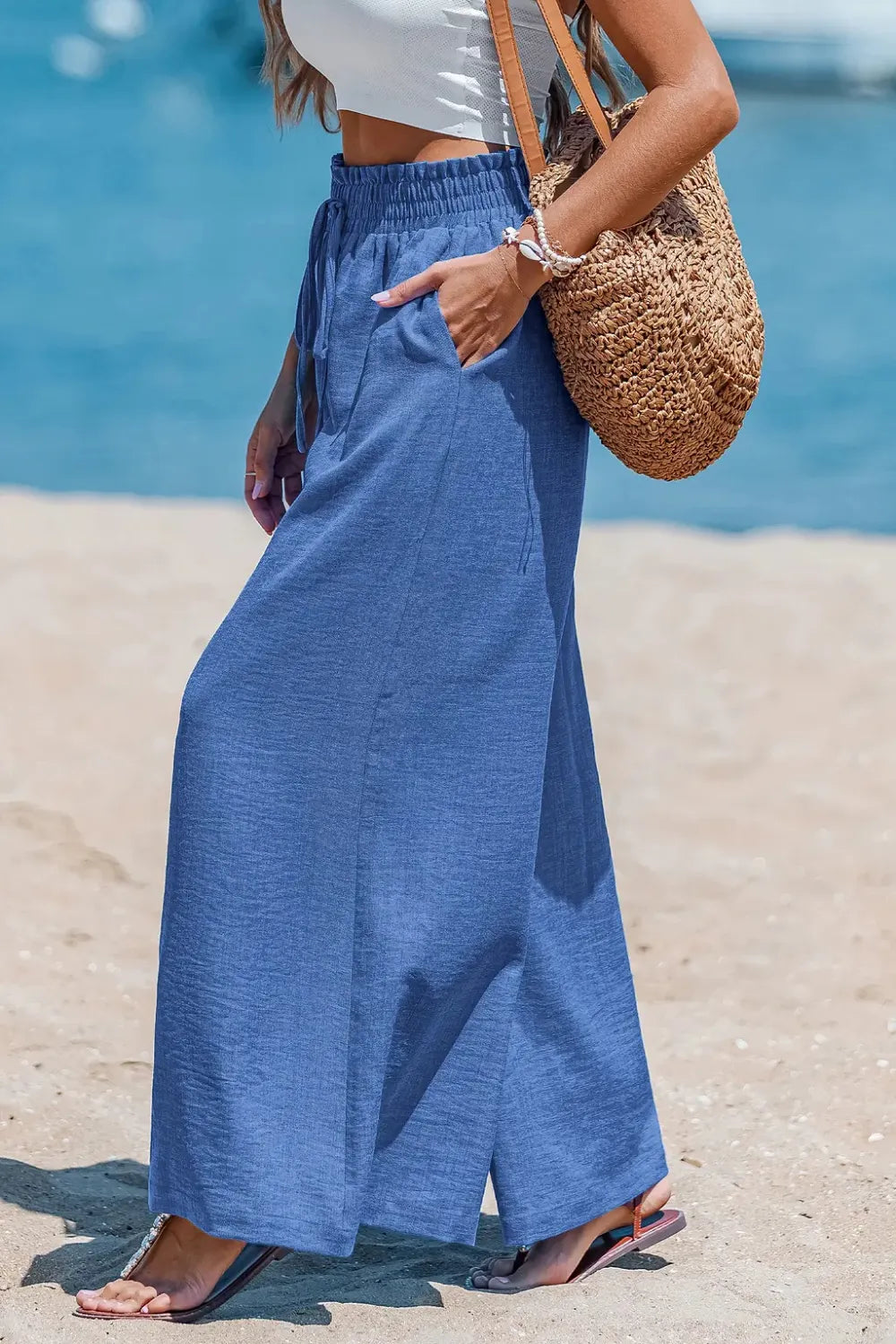 Sky Stroll Blue Wide-Leg Pants
