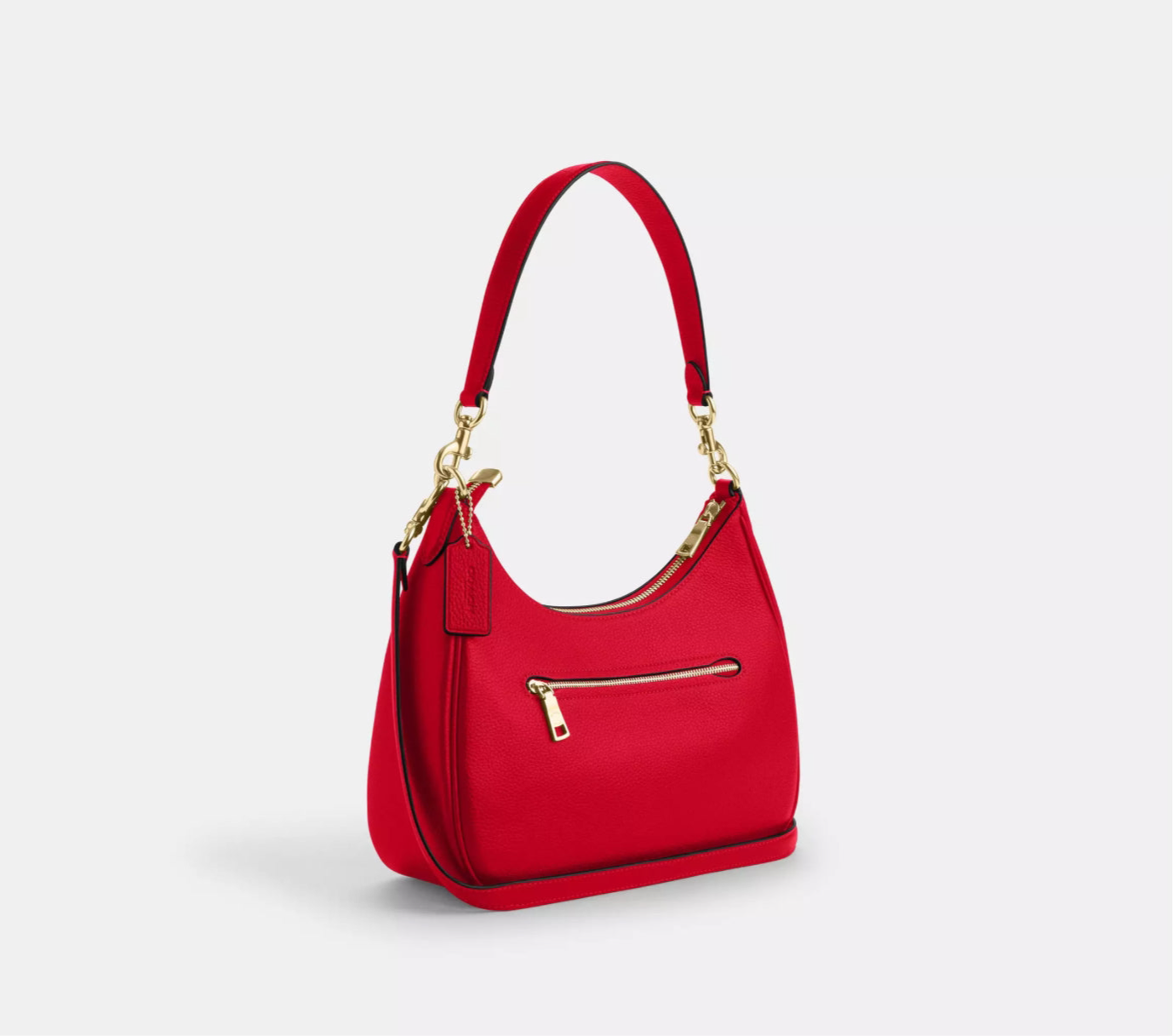 Coach Teri Hobo Leather Bag In Gold/Red