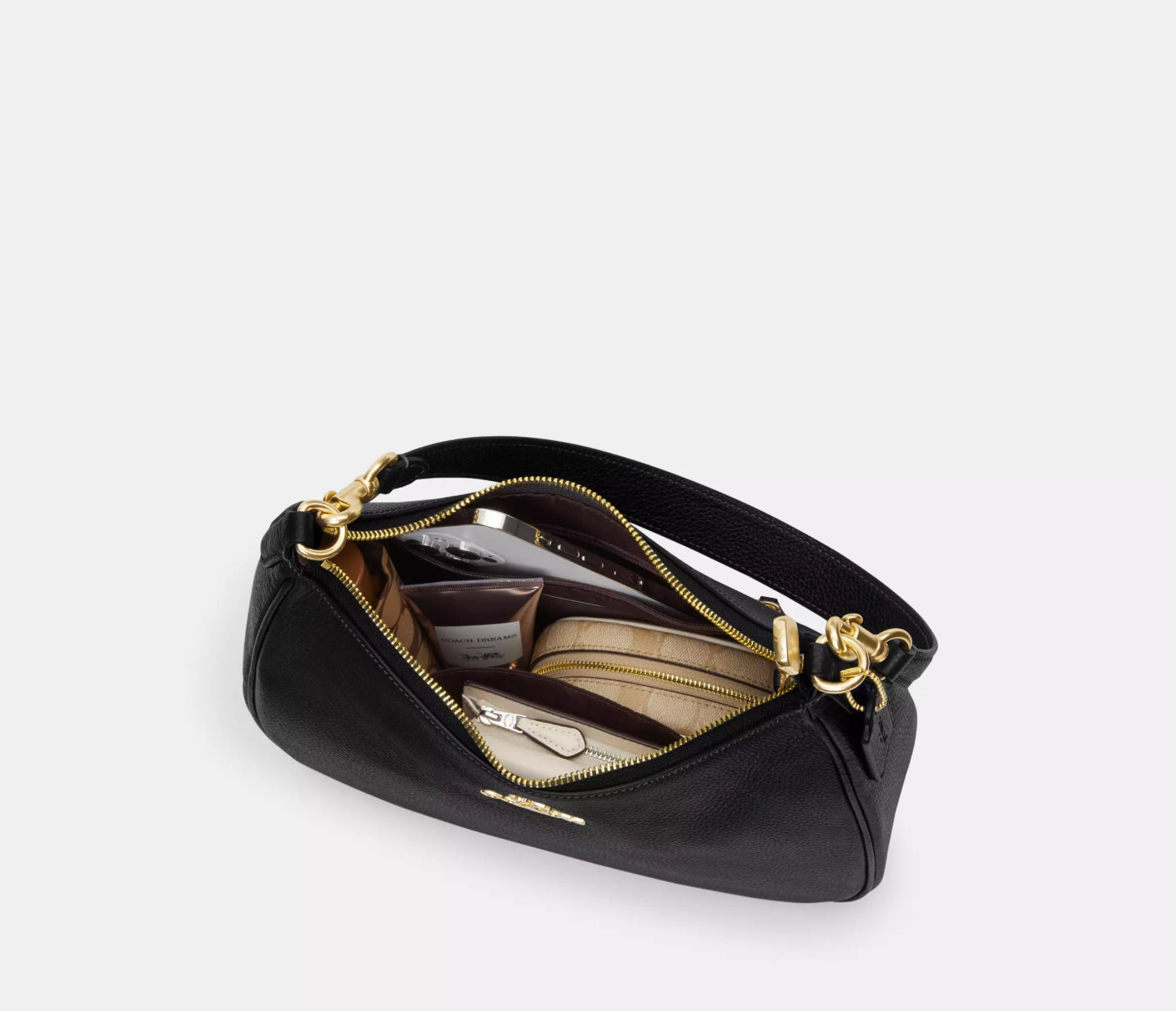 Coach Leather Teri Hobo Bag With Rivets In Gold/Black