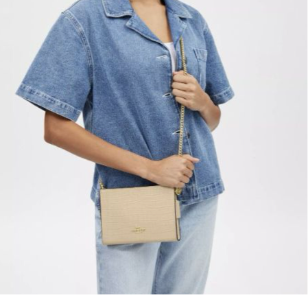 Coach Slim Crossbody In Ivory Croc-embossed & Smooth Leather