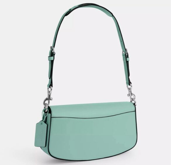 Coach Leather Medium Andrea Shoulder Bag In Faded Blue