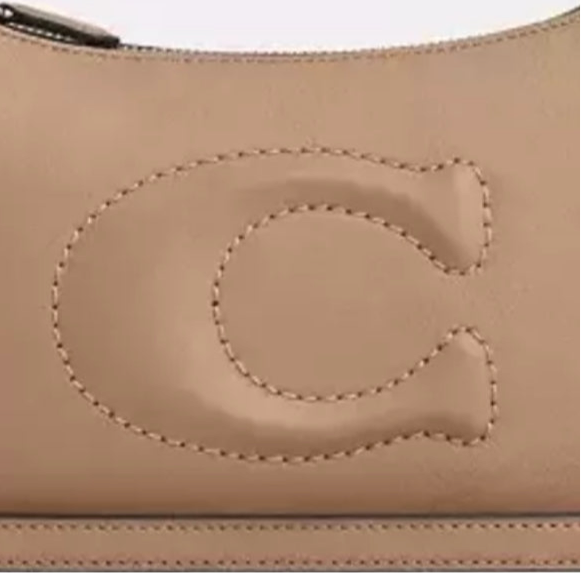 Coach Teri Shoulder Bag In Smooth Leather In silver/Taupe