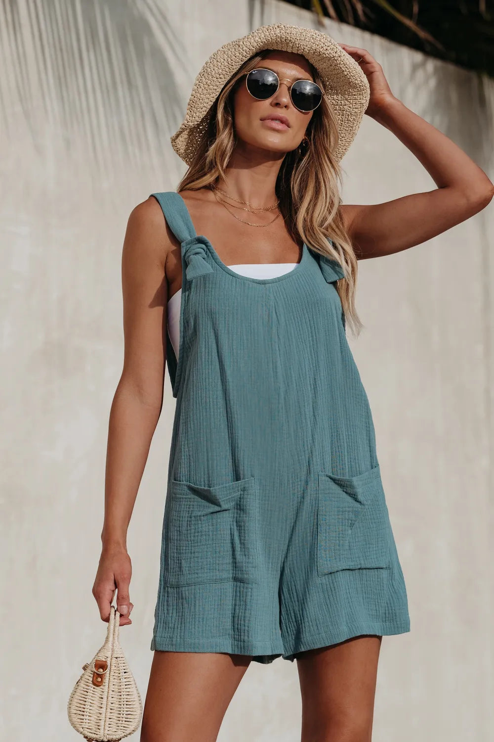Patch Pocket Pinafore Romper