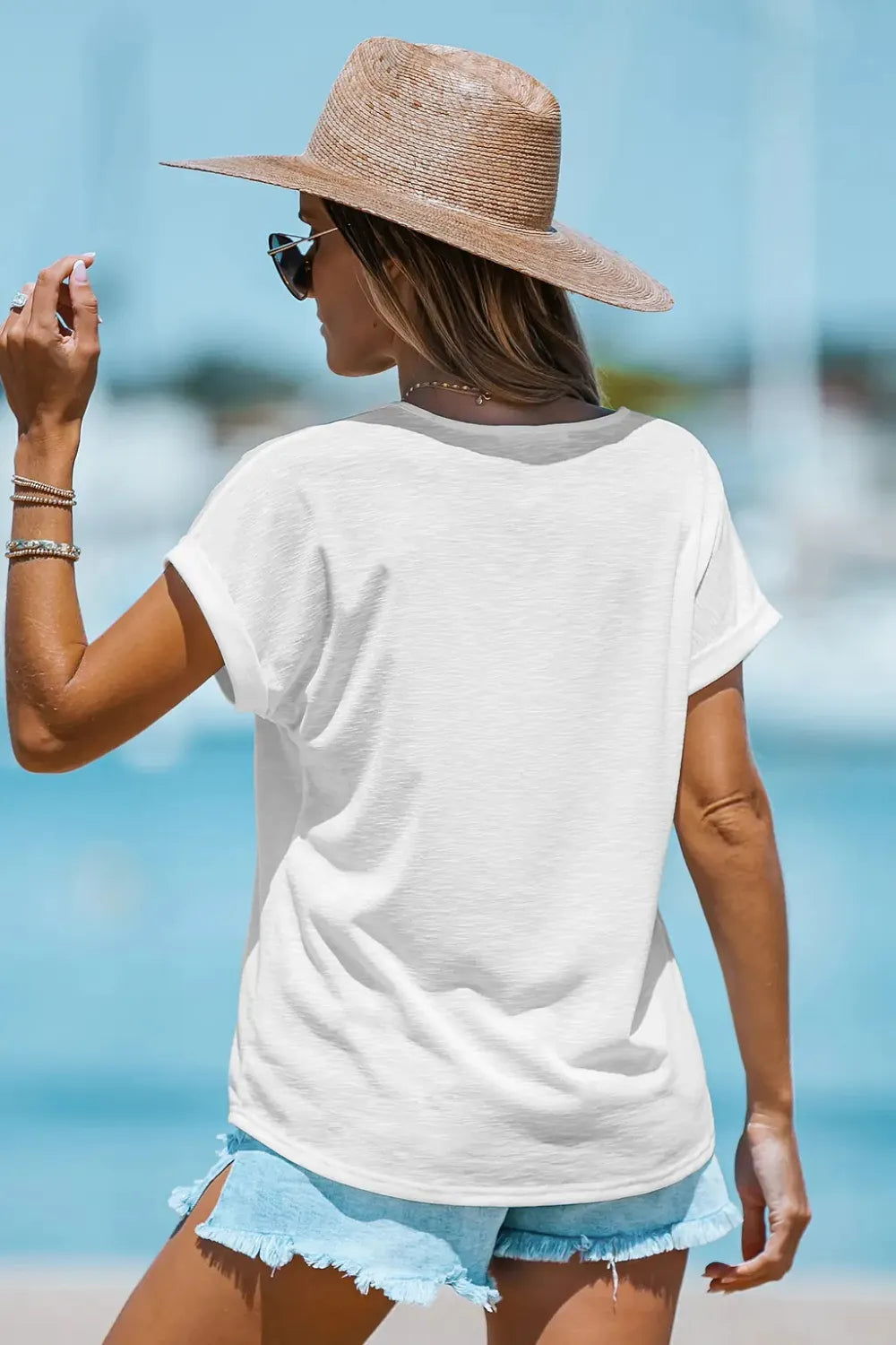 Slub Knit V-Neck Tee