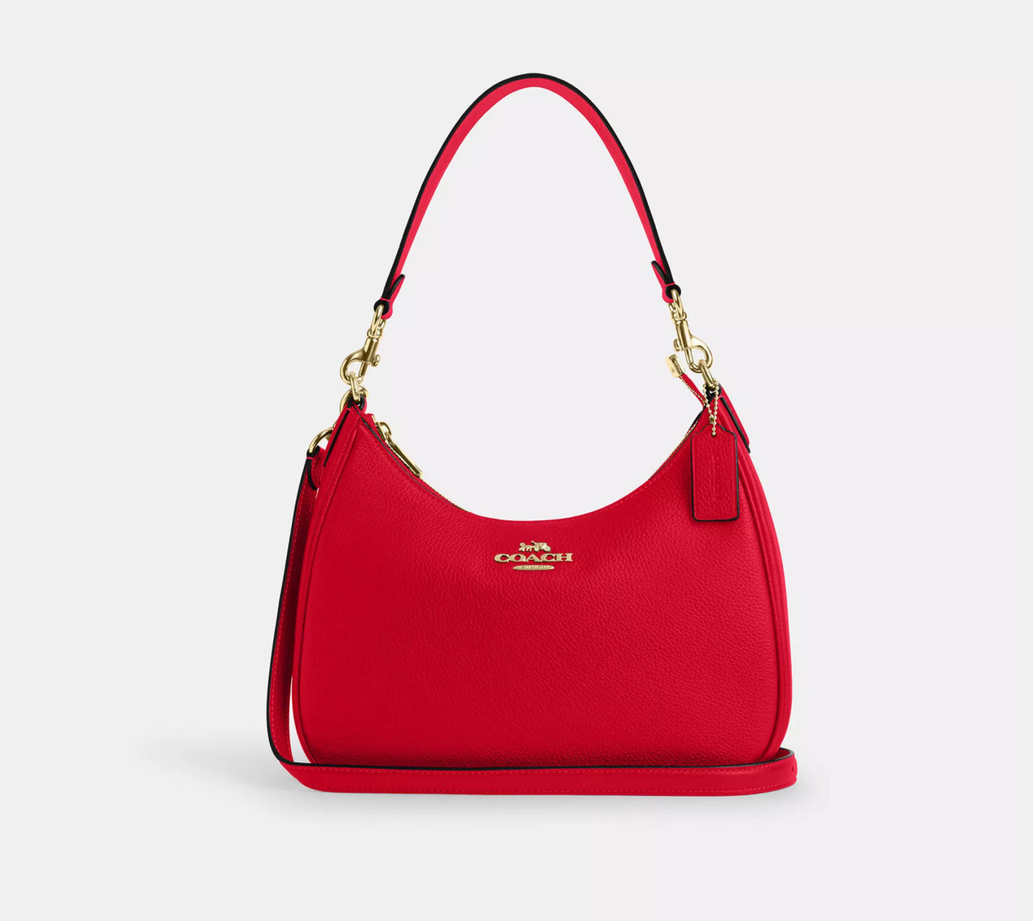 Coach Teri Hobo Leather Bag In Gold/Red