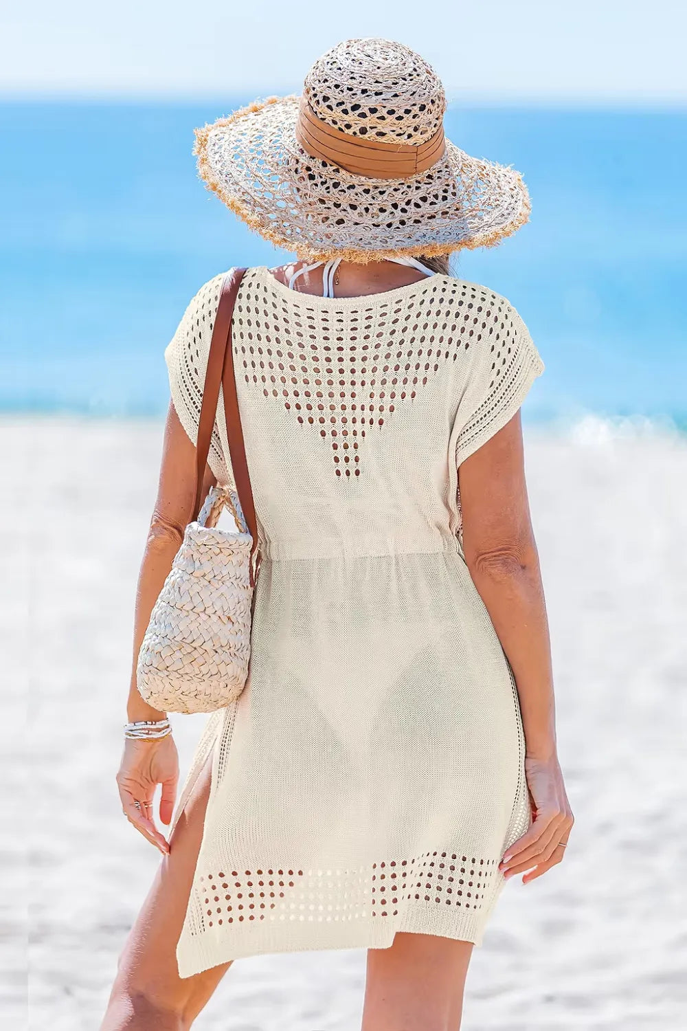 Warm Tide Beige Cover-Up Mini Dress