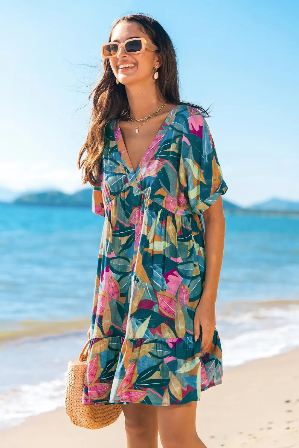 Soft Tropics Short Sleeve Mini Dress