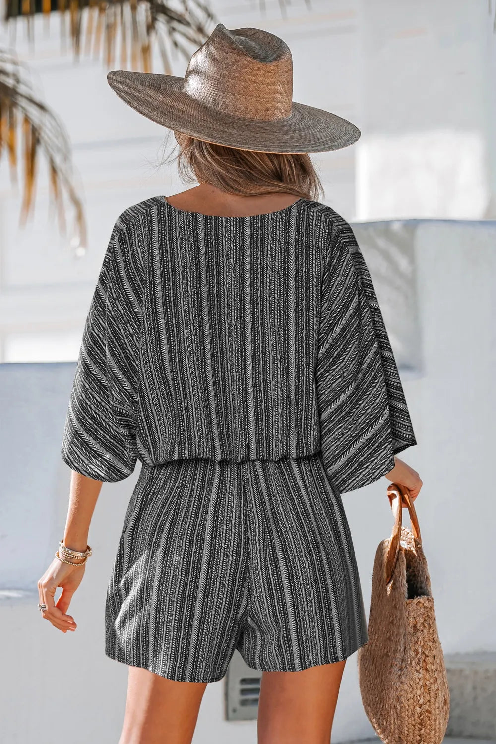 Belted Striped Romper