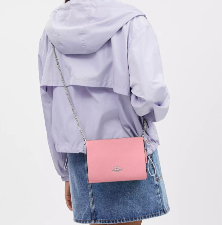 Coach Pebble Leather Slim Crossbody In Pink