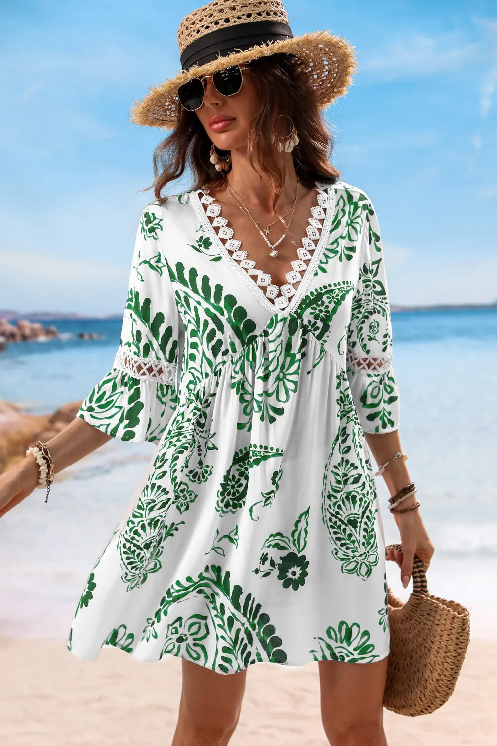 Floral Paisley Print Lace Dress