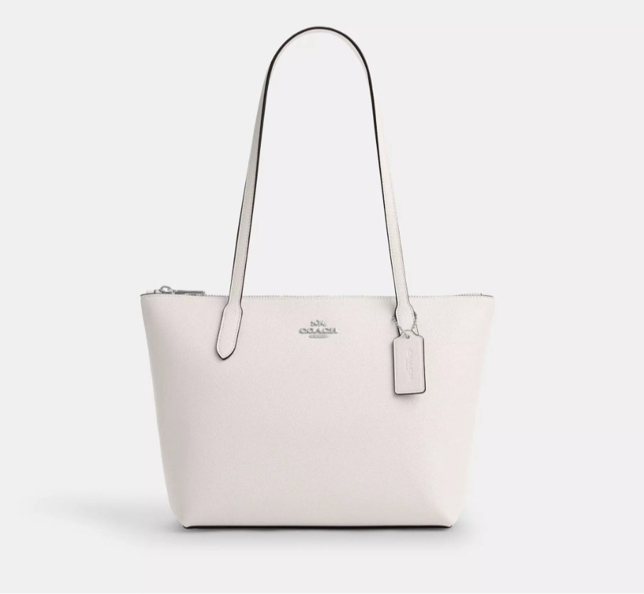 Coach Fiona Zip Tote Leather Bag In Chalk