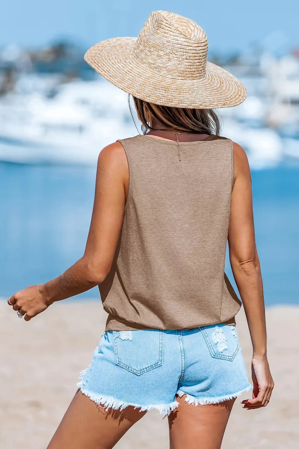 Earthy Waves Khaki Top