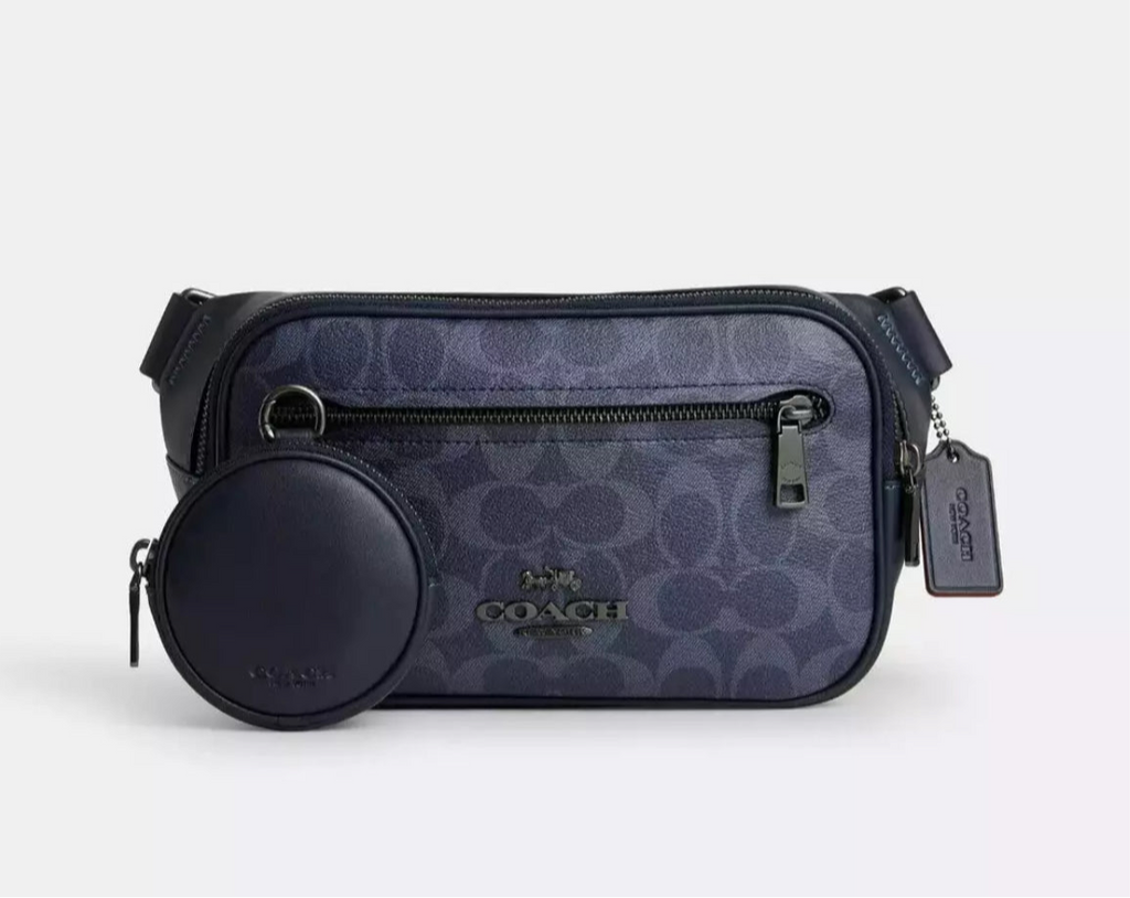 Coach Unisex Elias Belt Bag In Smooth Leather & Signature Denim