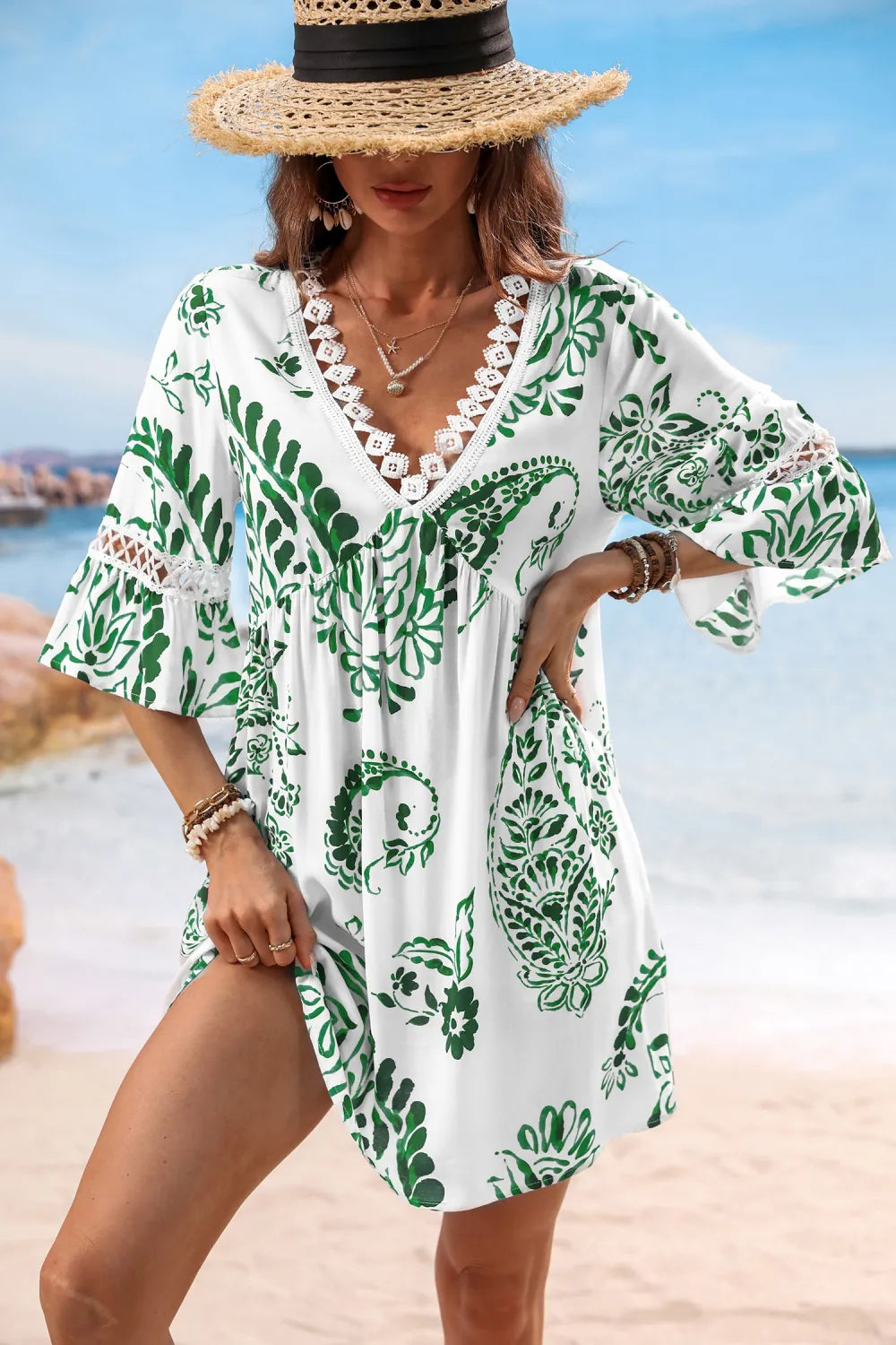 Floral Paisley Print Lace Dress
