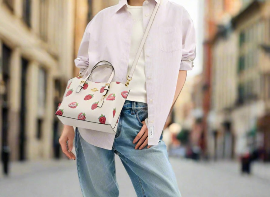 Coach Mollie Tote Bag 25 With Strawberry Print