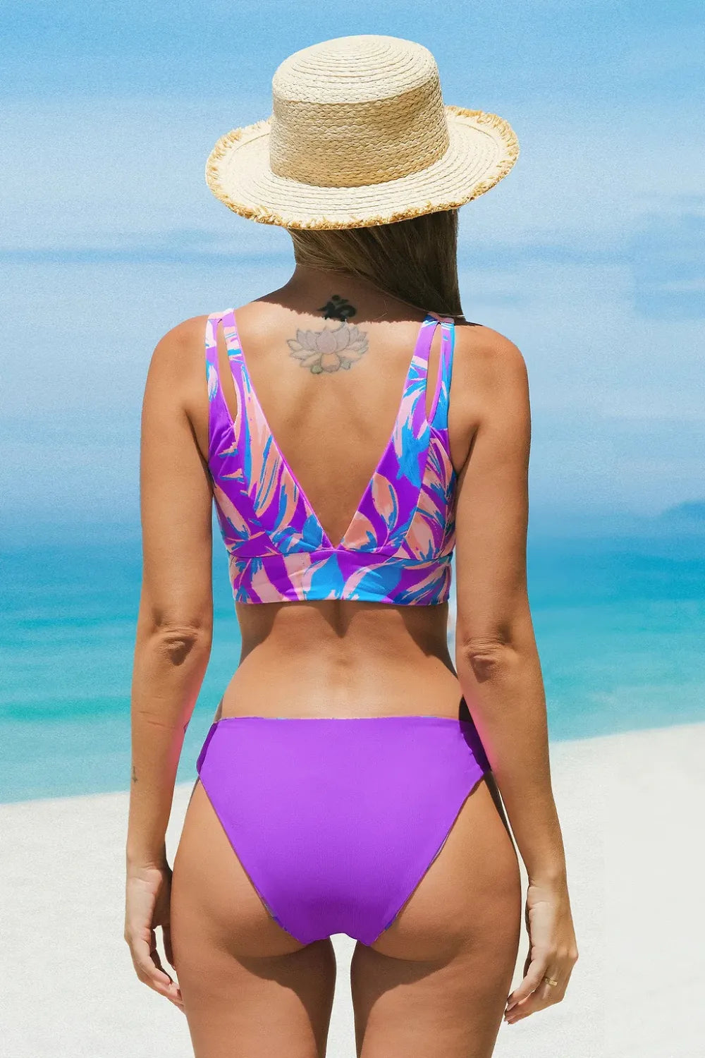 Reversible Lace-Up Bikini Top & Standard Bottoms Set
