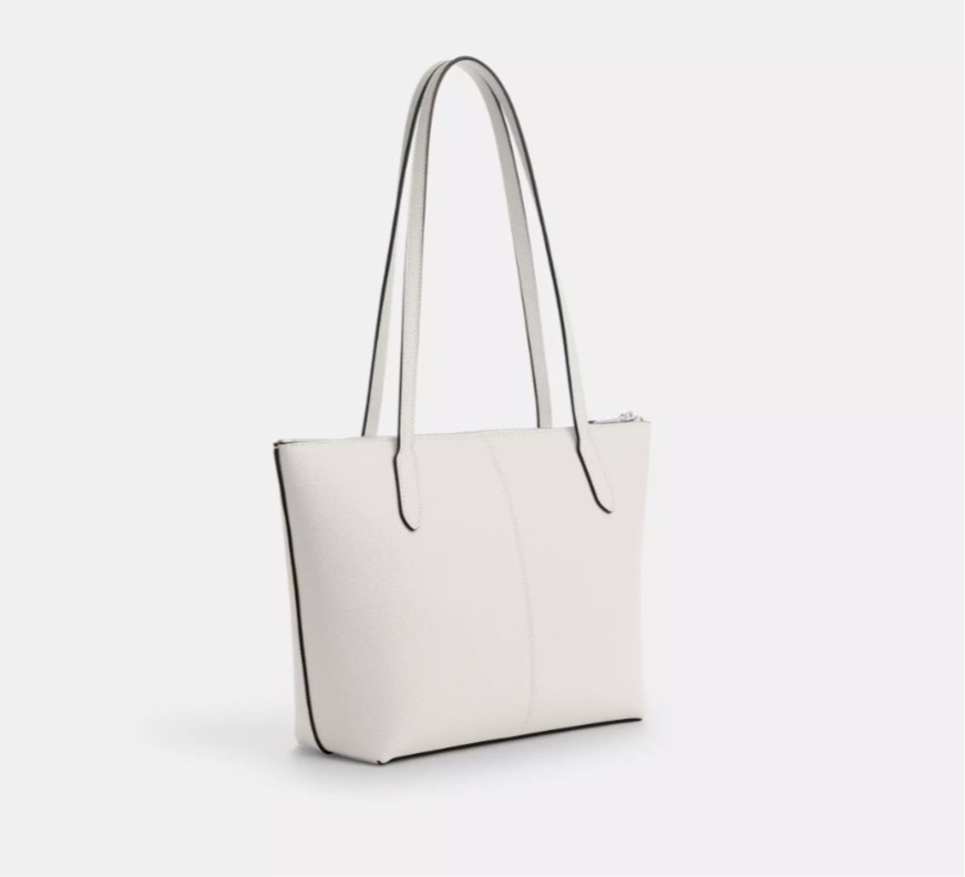 Coach Fiona Zip Tote Leather Bag In Chalk