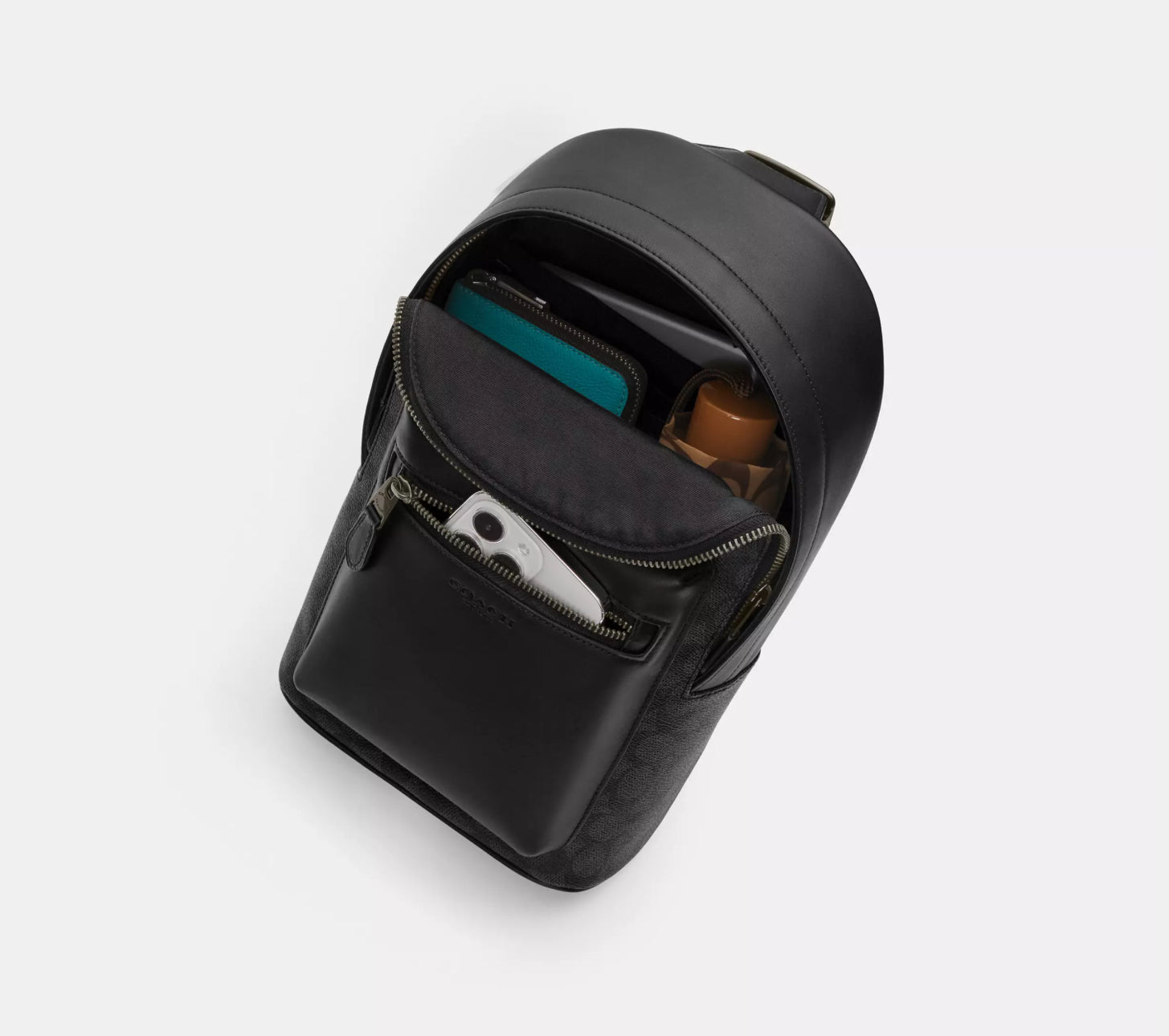 Coach Men’s Leather West Pack with Varsity Motif In Black