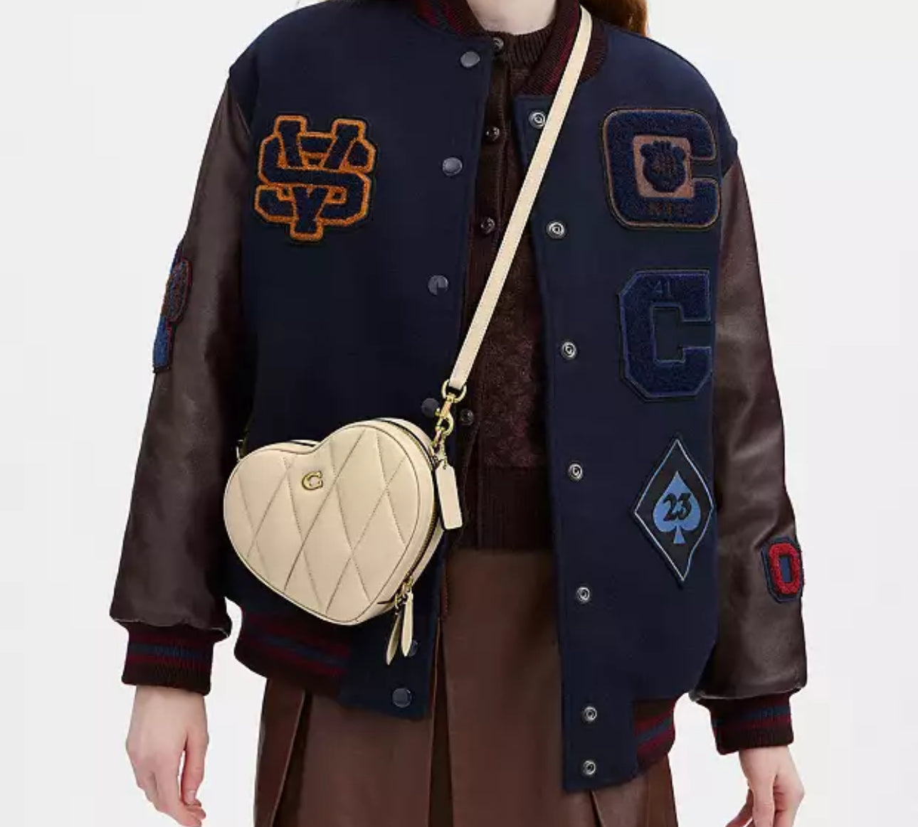 Coach Heart Crossbody Leather Bag With Quilting