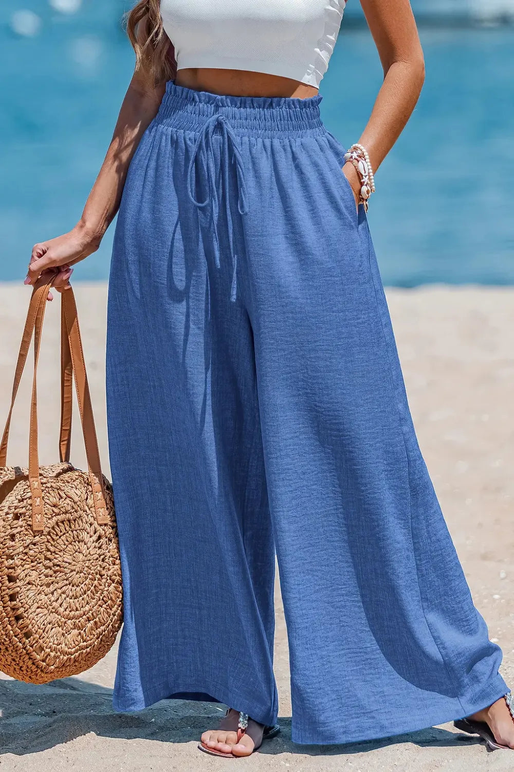 Sky Stroll Blue Wide-Leg Pants