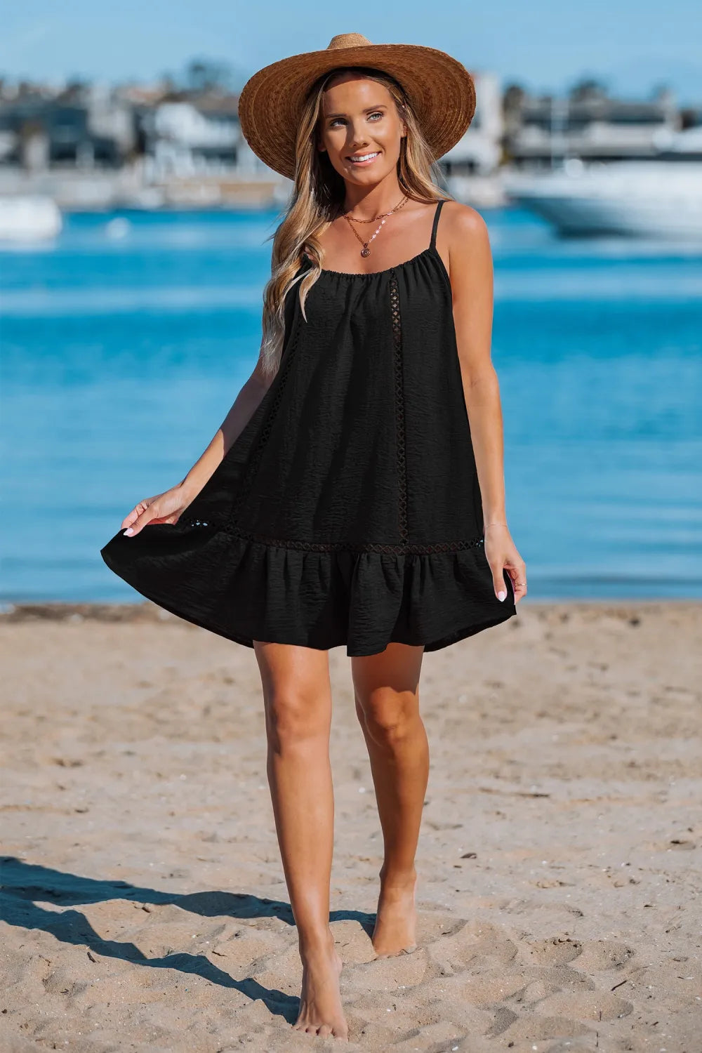 Aqua Sway Blue Cover-Up Mini Dress