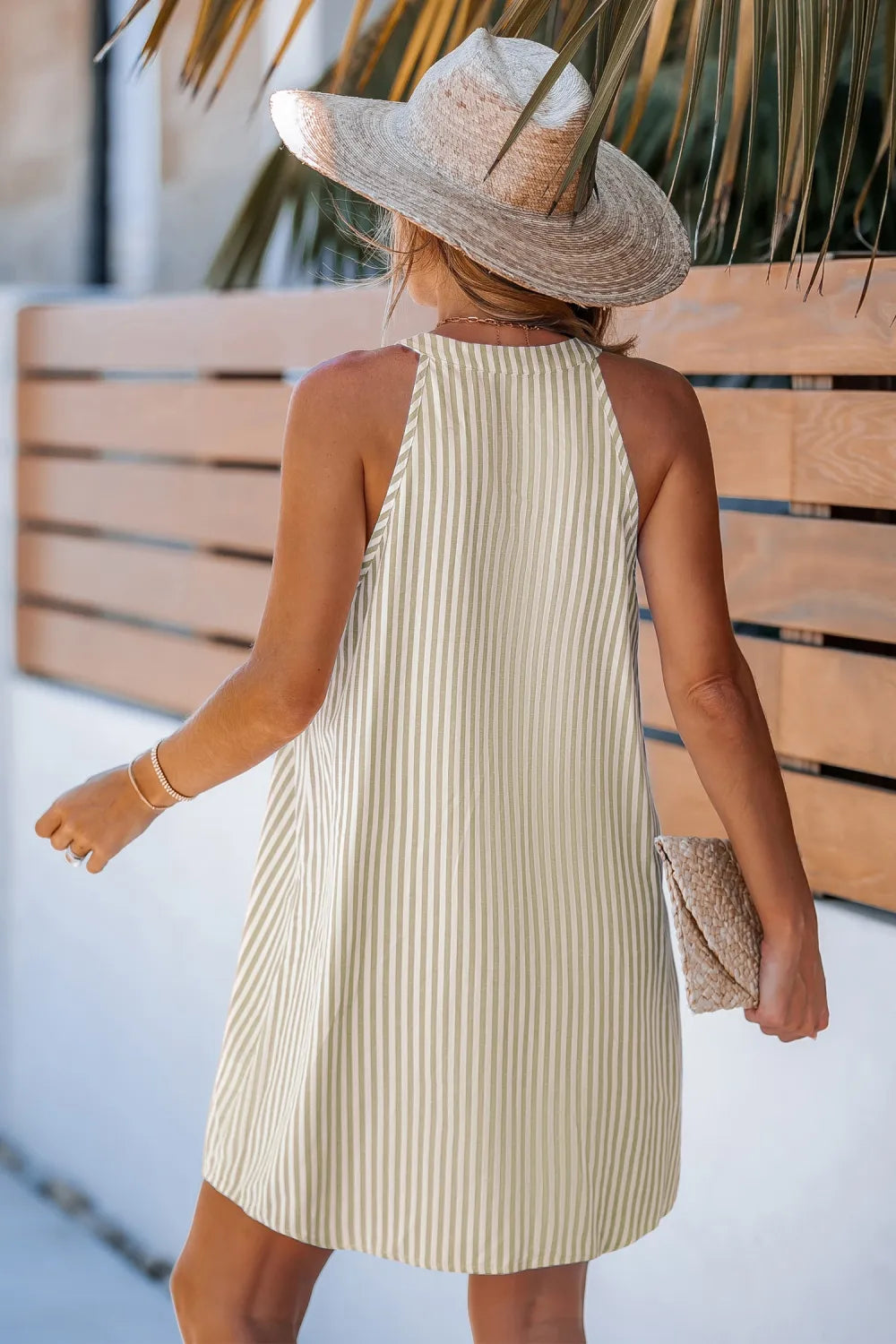 Navy Striped Sleeveless Mini Dress