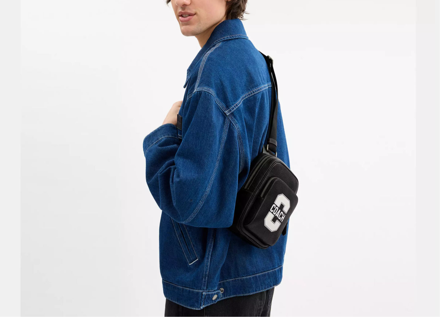 Coach Men’s Leather Racer Sling Pack In Black