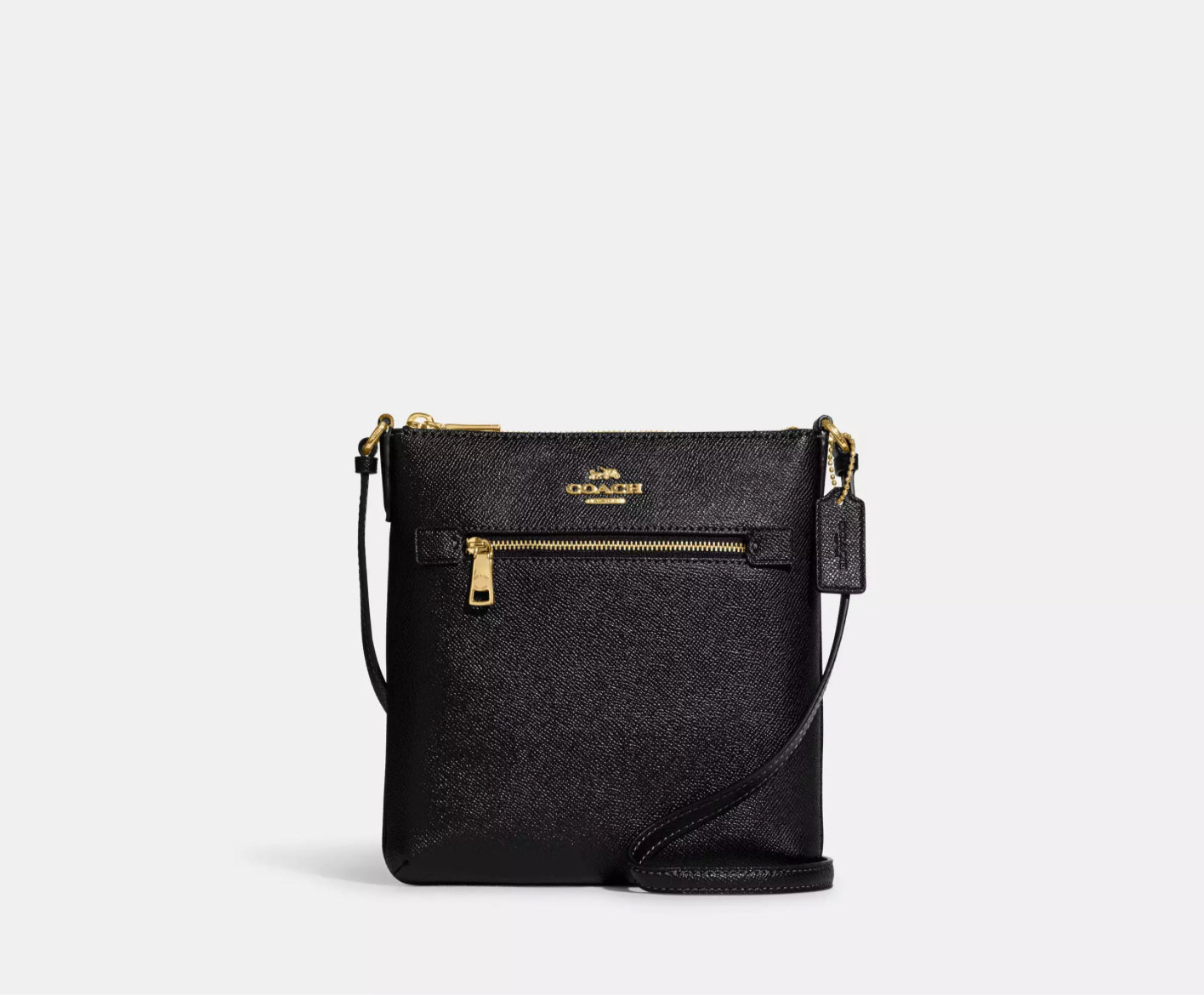 Coach Leather Mini Rowan Crossbody File Bag Gold/Black