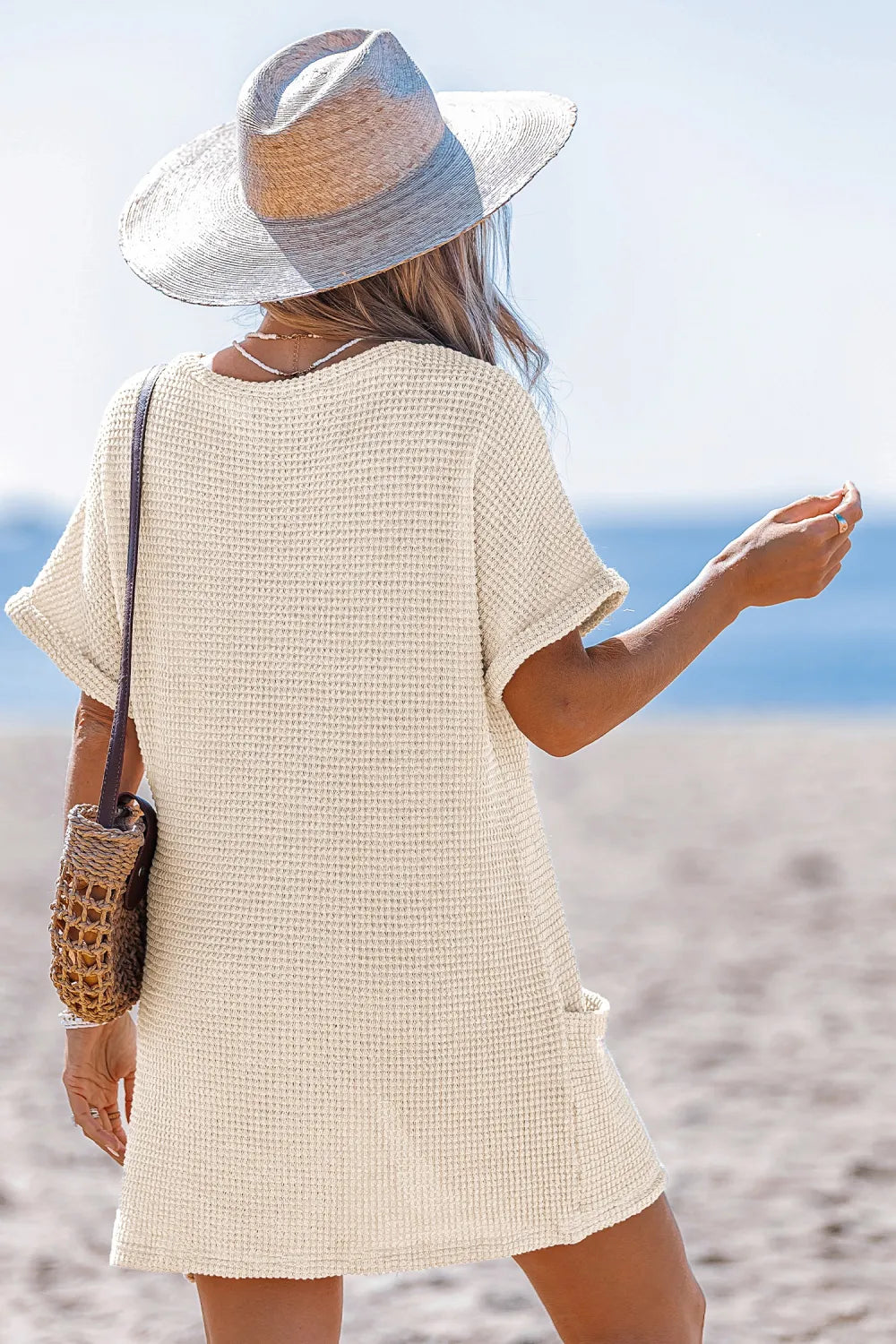Dreamy Tides Beige Cover-Up Mini Dress