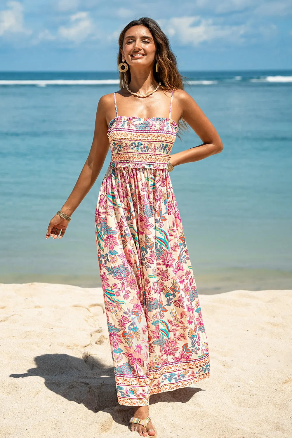 Papaya Punch Floral Maxi Dress