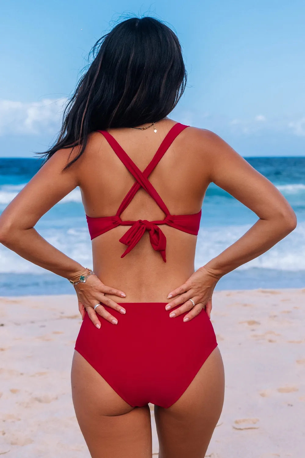 Scalloped Glow Red Bikini Set