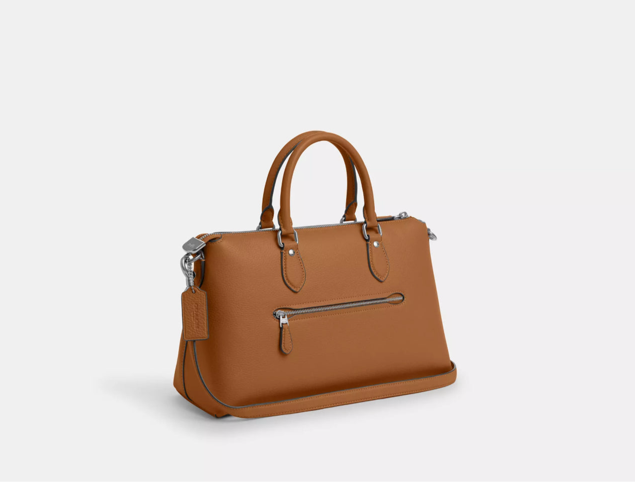 Coach Leather Georgia Sachel Convertible Bag In Silver/Light Saddle