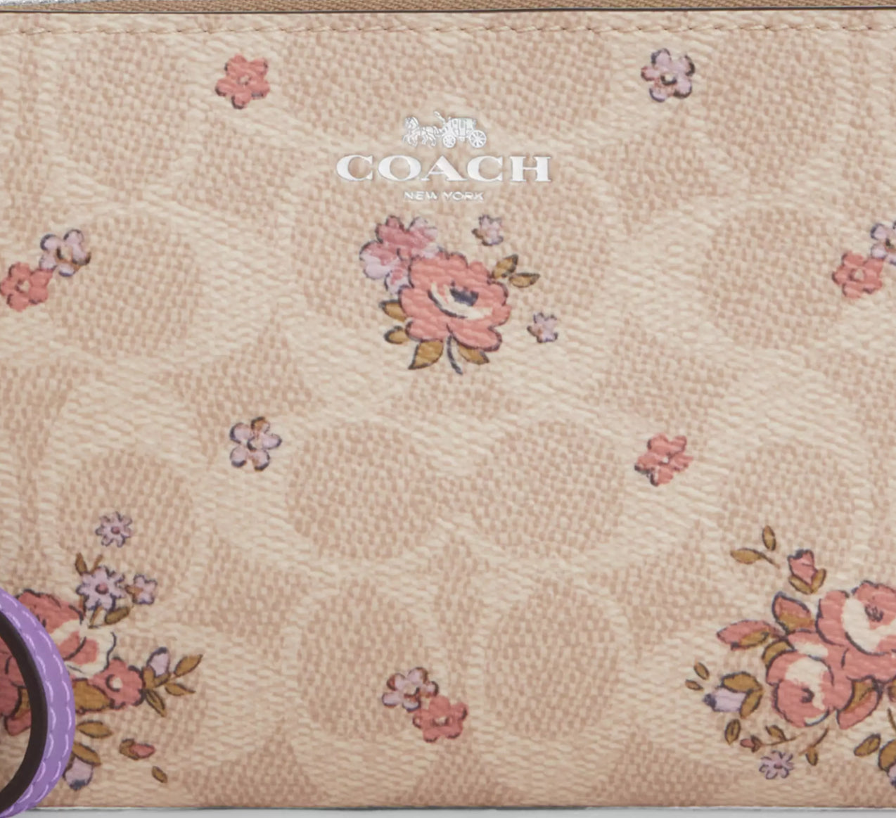 Coach Corner Zip Wristlet In Signature Canvas with Floral Print