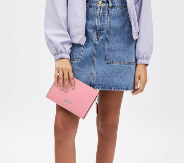 Coach Pebble Leather Slim Crossbody In Pink