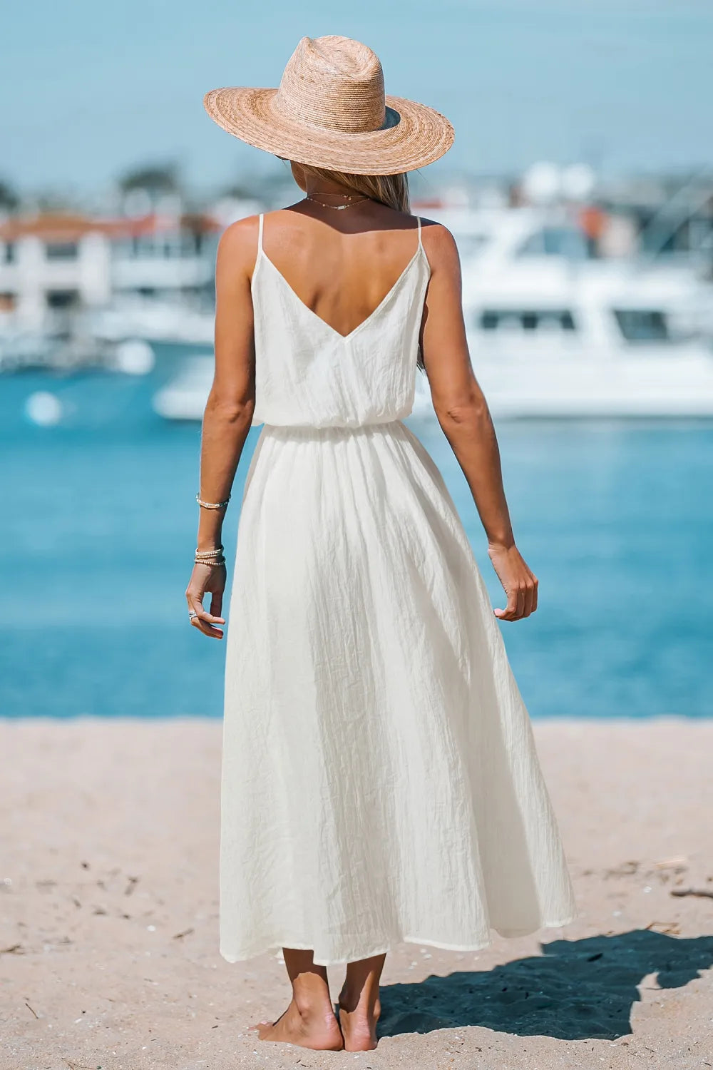 Pearlescent Seashell White Cover-Up Maxi Dress