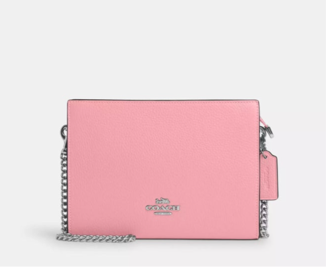 Coach Pebble Leather Slim Crossbody In Pink