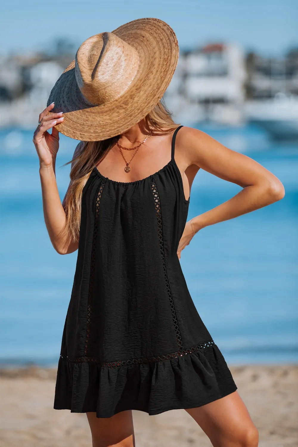 Aqua Sway Blue Cover-Up Mini Dress