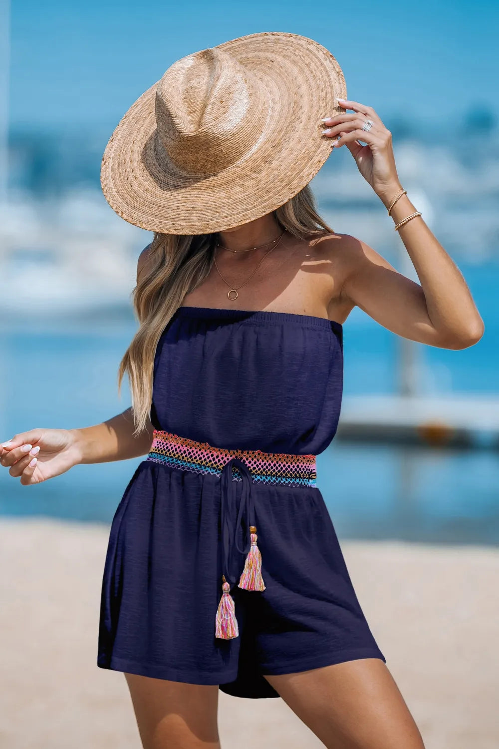 Colorful Smocked Cover-Up Tube Romper